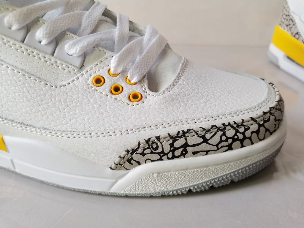 Air Jordan 3 Retro White and Yellow Sneakers - product image from the listing.