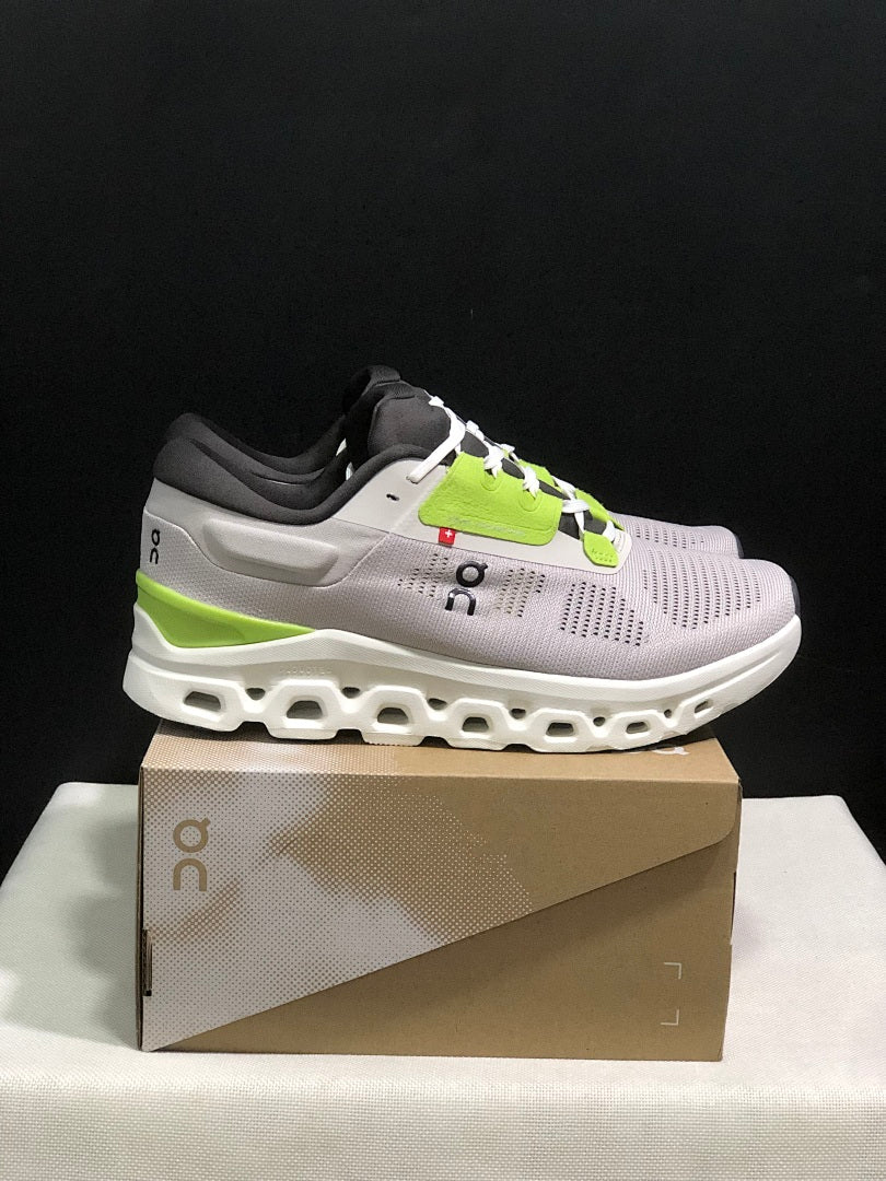 On Cloudstratus 3 Running Shoes, in White Grey Green - product image from the listing.