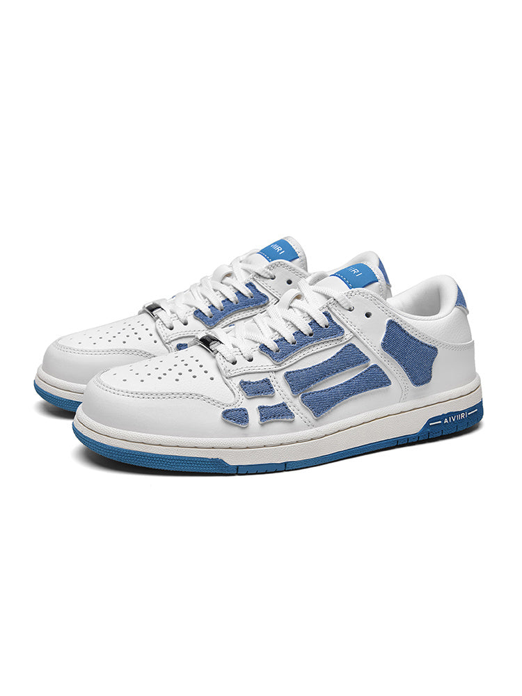 White and Denim Blue AMIRI Bone-Look Low-Top Sneakers - product image from the listing.