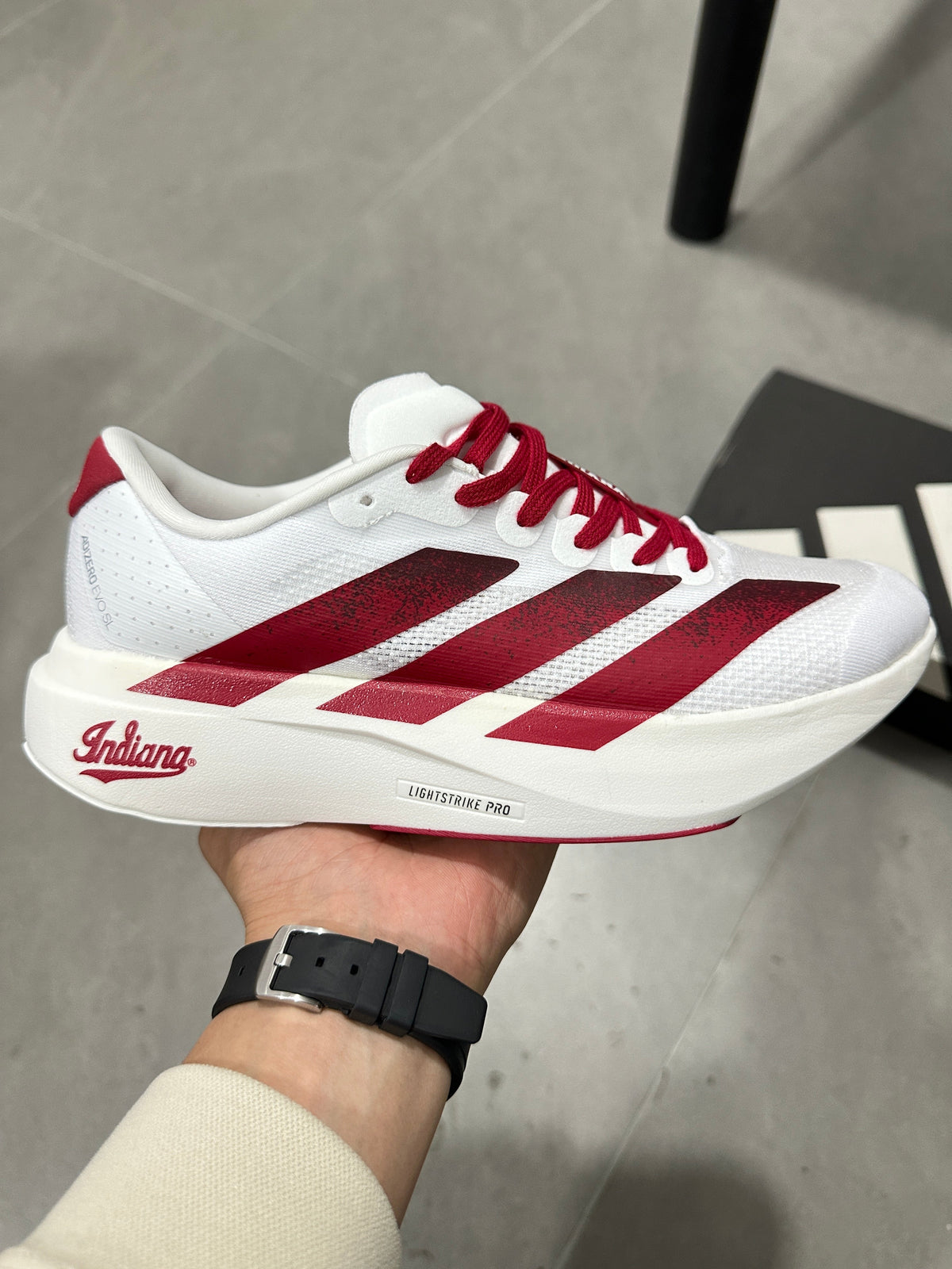 adidas Adizero Lightstrike Pro Running Shoes in White Red JQ4576 - product image from the listing.