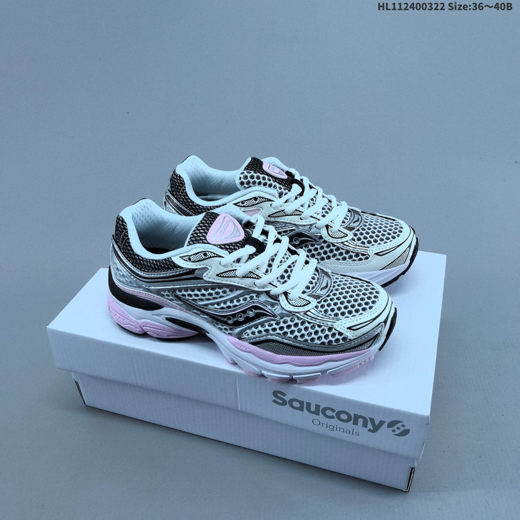 Saucony ProGrid Omni 9 Sneakers in White, in Silver & Pink - product image from the listing.