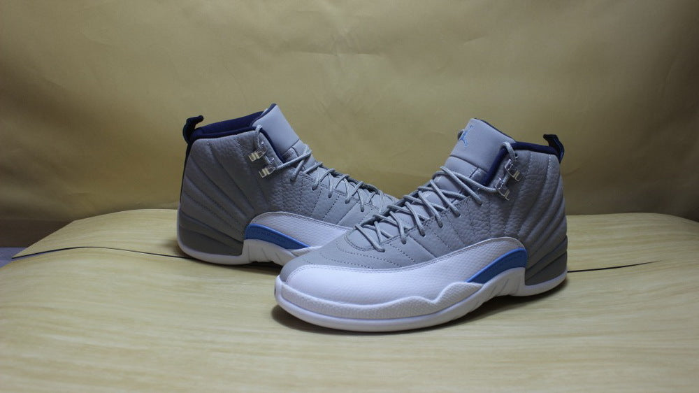 Air Jordan 12 GreyBlue High-Cut Sneakers - product image from the listing.