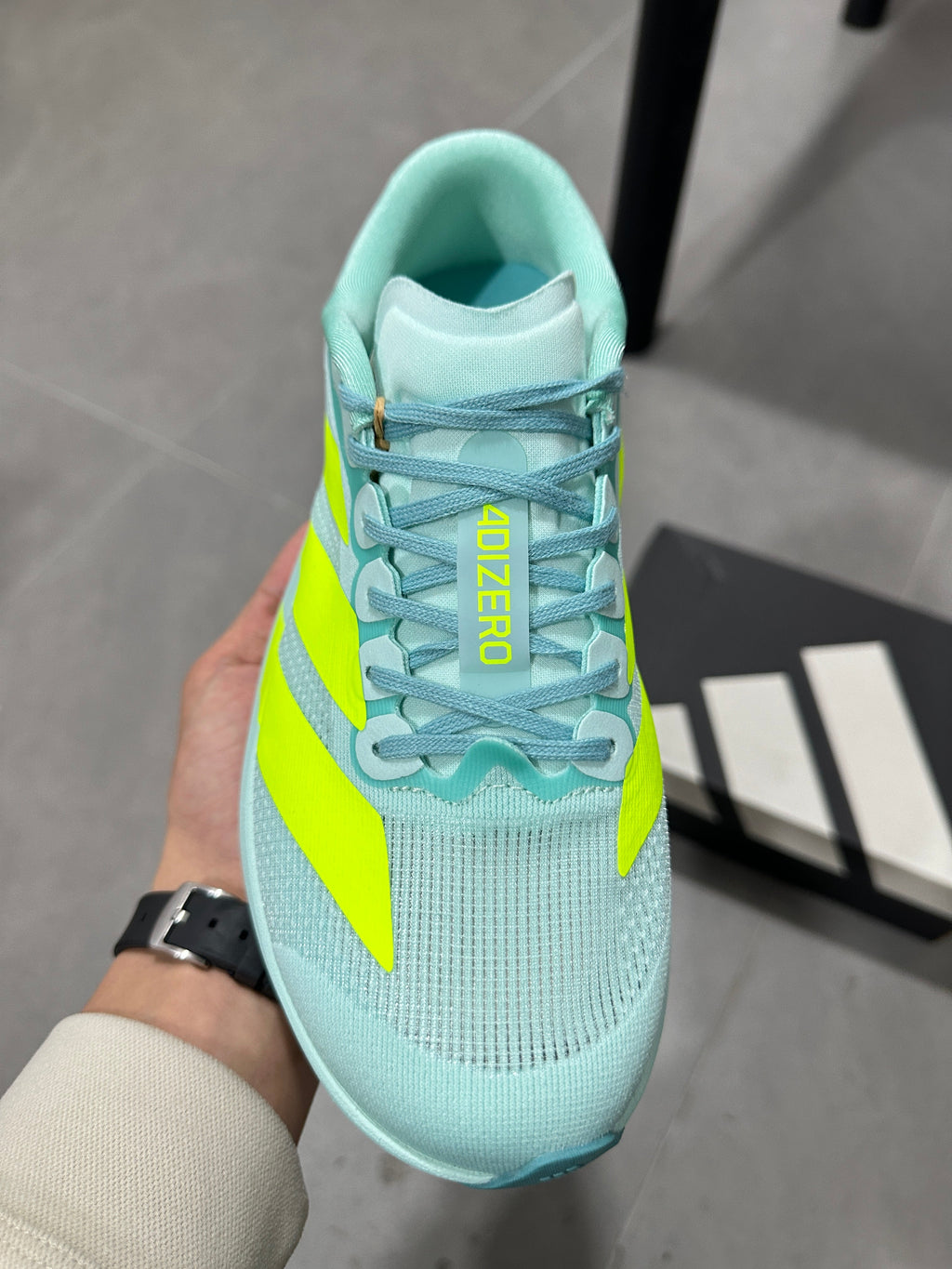 adidas Adizero Running Shoes Turquoise Neon in Yellow JS4452 - product image from the listing.