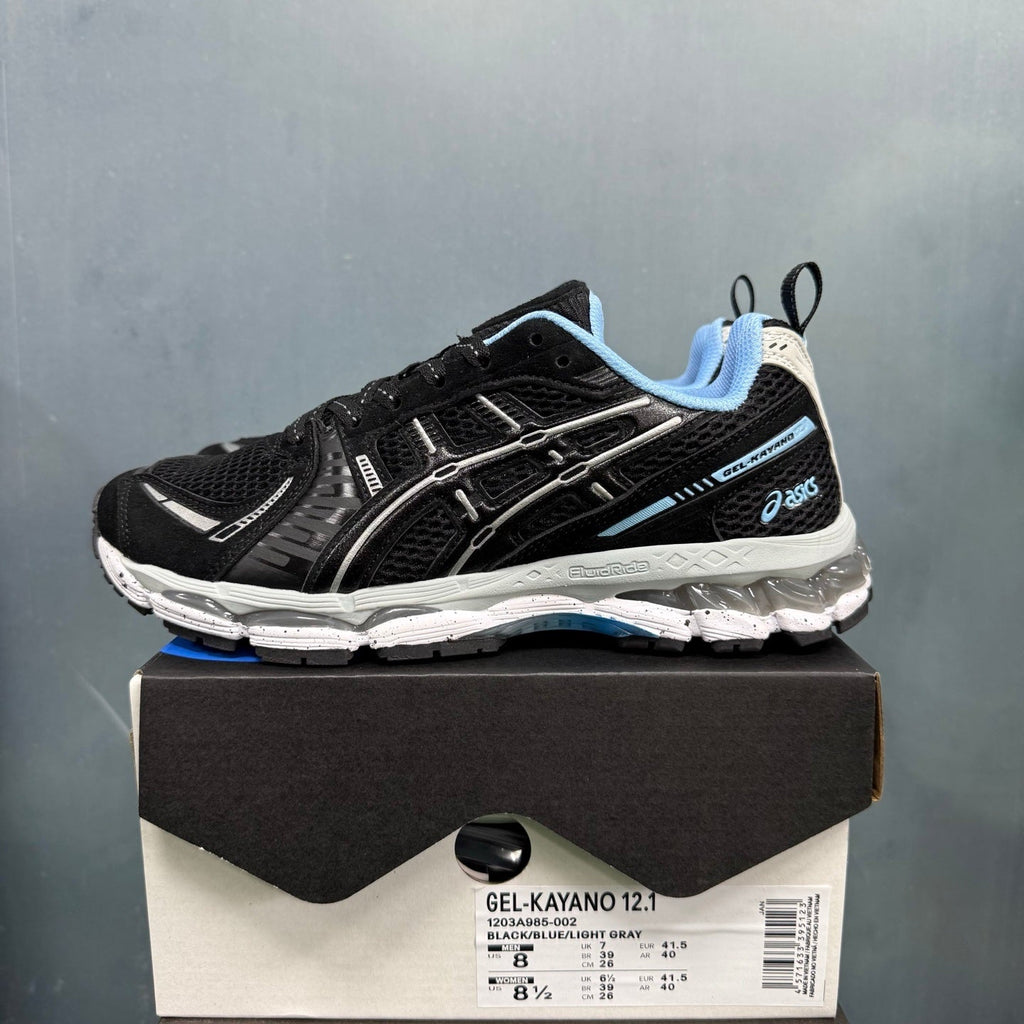 ASICS GEL-KAYANO 12.1 Running Sneakers in Black Blue - product image from the listing.