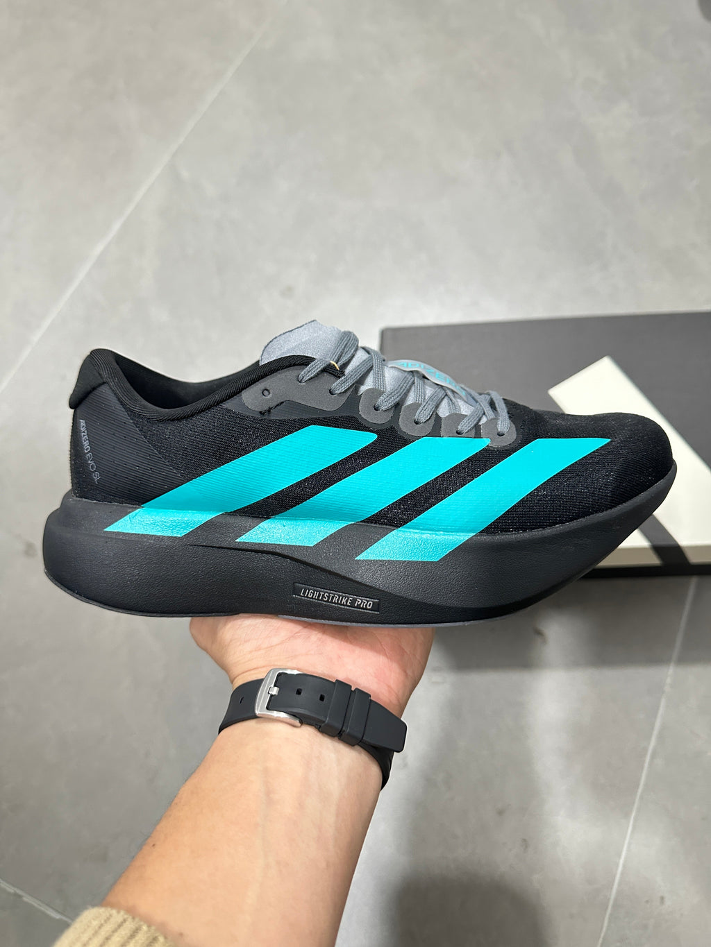 adidas Adizero Lightstrike Pro Shoes for Running Black Cyan - product image from the listing.
