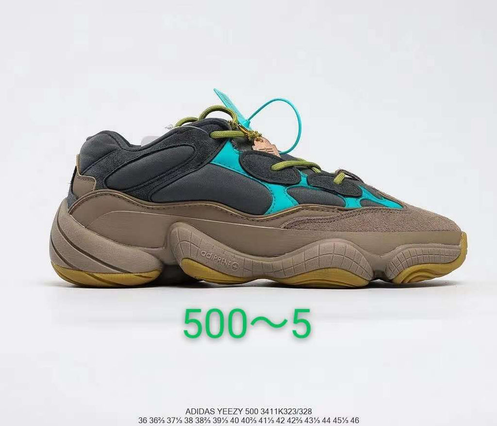 Gray and Turquoise Adidas Yeezy 500 FV2105 Sneakers - product image from the listing.