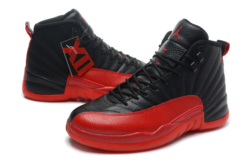 Air Jordan 12 Black and Red High-Cut Basketball Sneakers - product image from the listing.