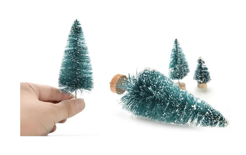 Mini Snowy Fir Nativity Plastic Modeling Christmas Tree Decoration